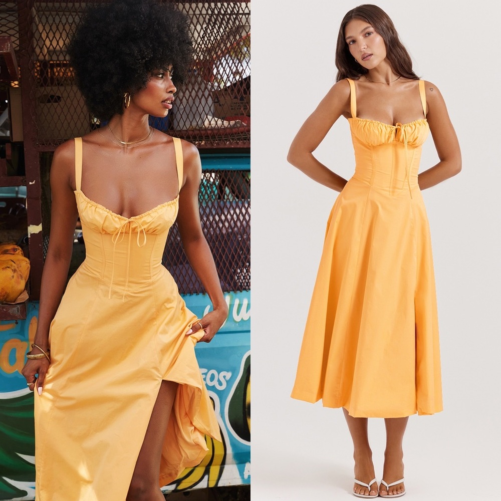 House Of Cb Carmen Bustier Sundress in Tangerine S